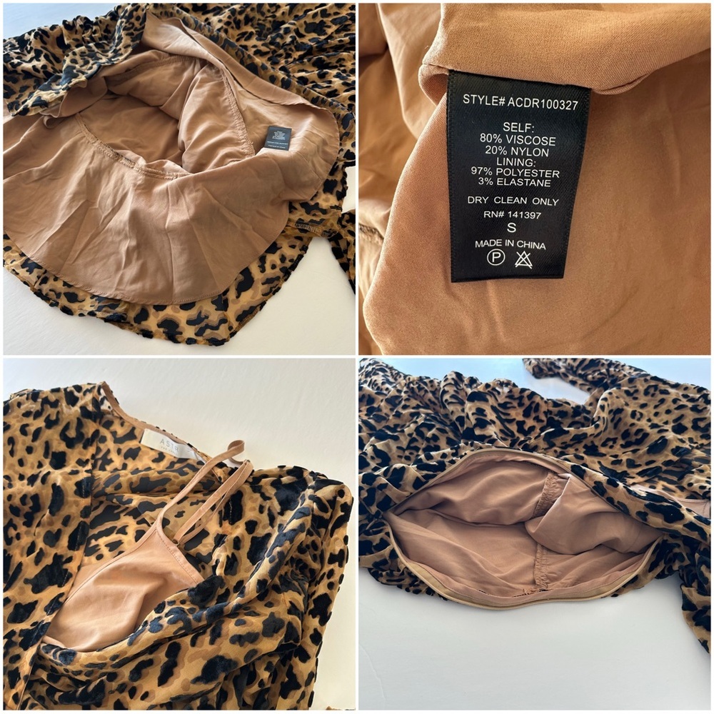 ASTR the Label Nikita Burnout Leopard Print Long Sleeve Ruched Mini Dress Small - Picture 11 of 16